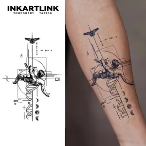 INKARTLINK Tattoo Tech,2 Sheets Extra-Large Semi Permanent Tattoo, Adult Art Design Temporary Tattoos, Lasts 1-2 Weeks, Waterproof, Realistic look, No Adhesive, No reflection (Descending Angel Design)