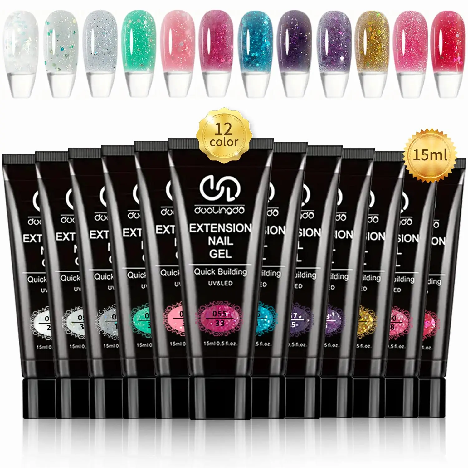 Long-Lasting 12 Color Poly Gel Nail Polish, Poly Extension Gel, Odorless Solid and Shimmer Colors, Perfect for Home DIY Manicure, Ideal for Beginners, Nail Products, Builder Gel Nails, Nail Gel Art