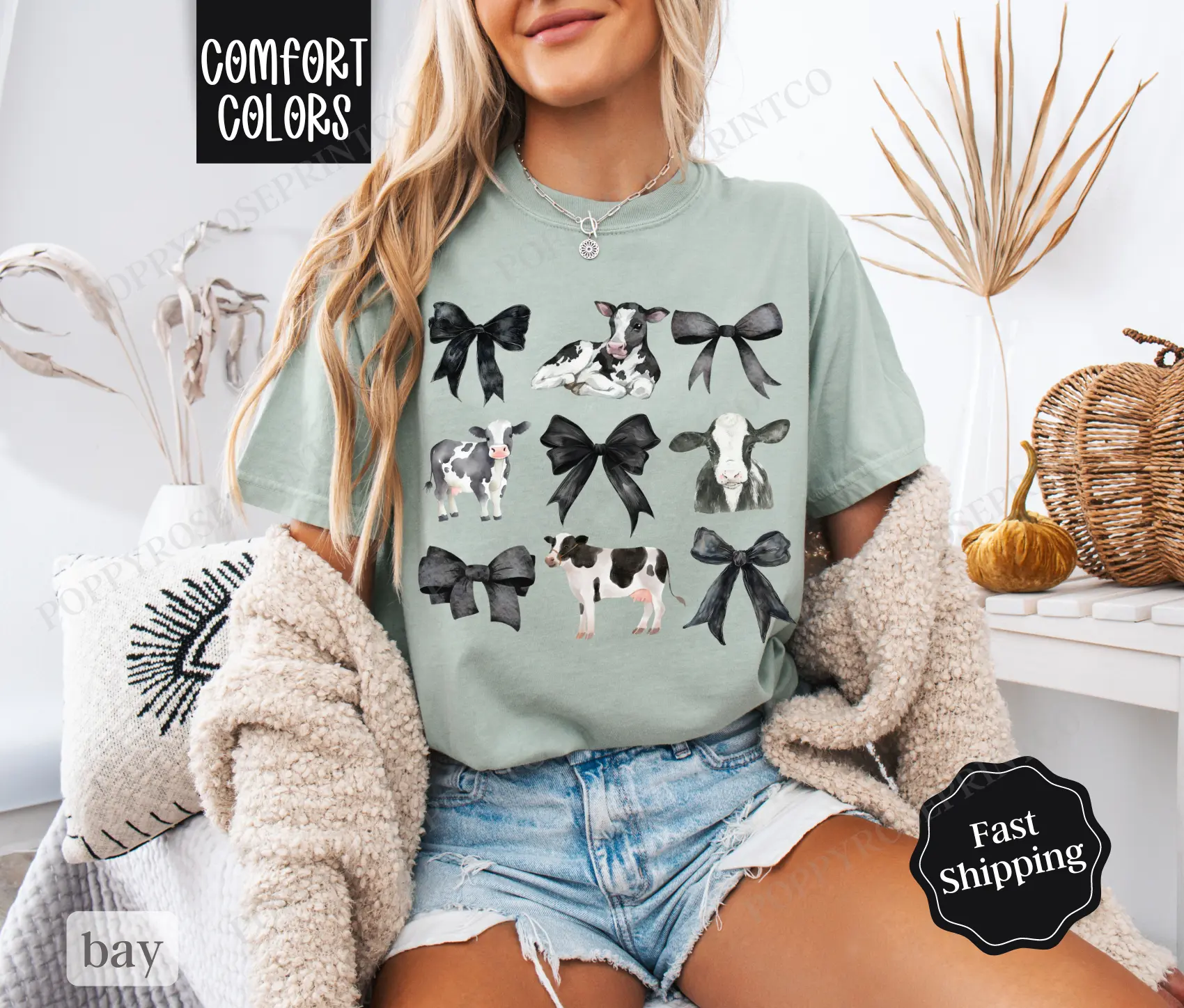 Coquette Cow Shirt Comfort Colors,  Farm Tee, Women's Graphic Tshirt