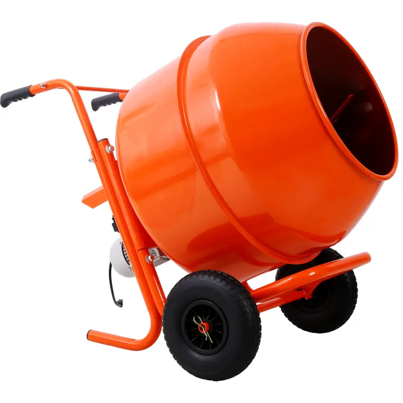 4.6- 8CU.FT horizontal portable cement mixer,Wheel Barrow Portable Cement Concrete Mixer 115V-60HZ,orange color