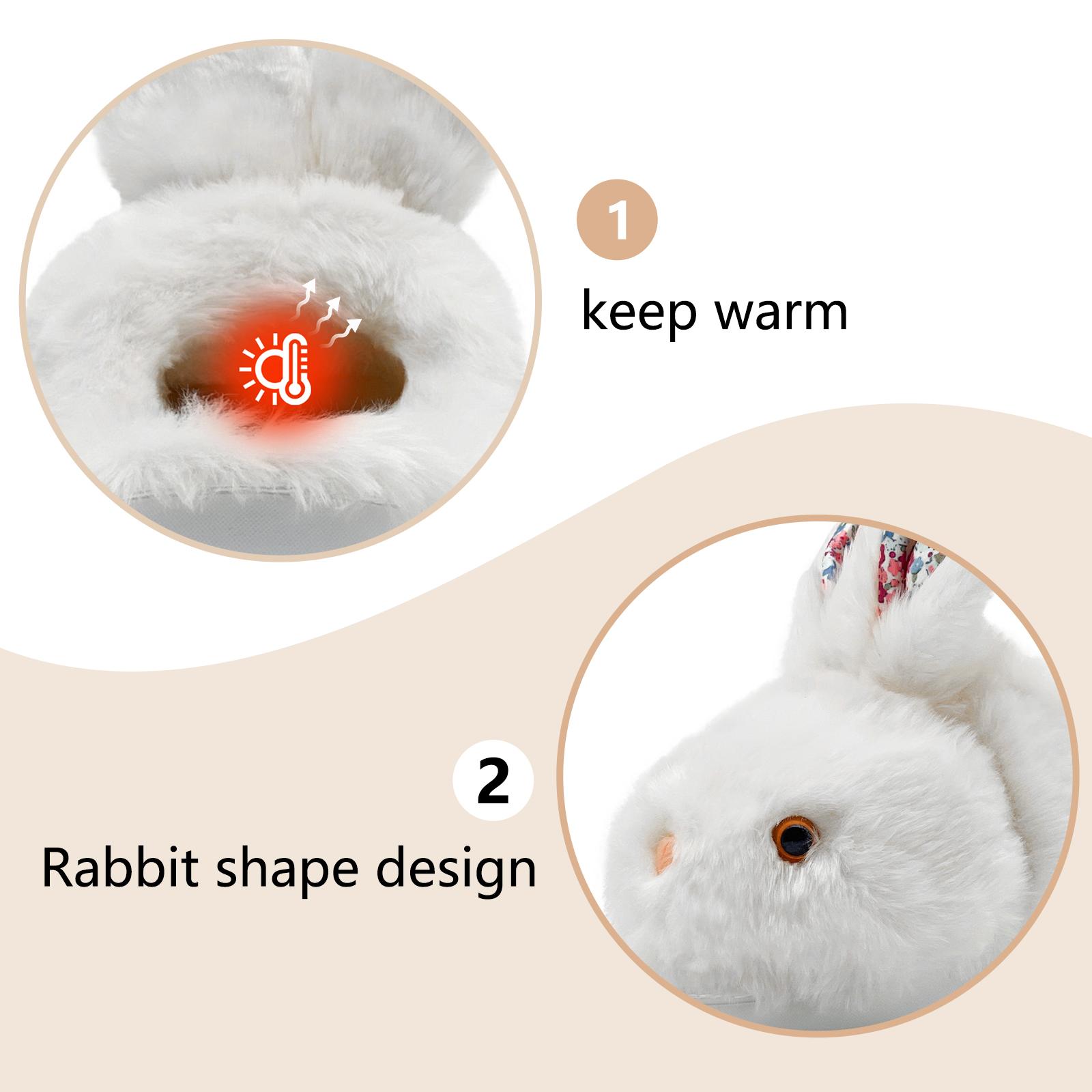 Bunny Slippers for Women Men Cute Plush Rabbit Fuzzy Slippers Soft Fluffy Animal Winter Warm Indoor House Slippers Shoes Footwear Foam Girl Warm Soft Fuzzy Upper Fleece Lining Non-slip Sole Memory Foam Insole Best Gift