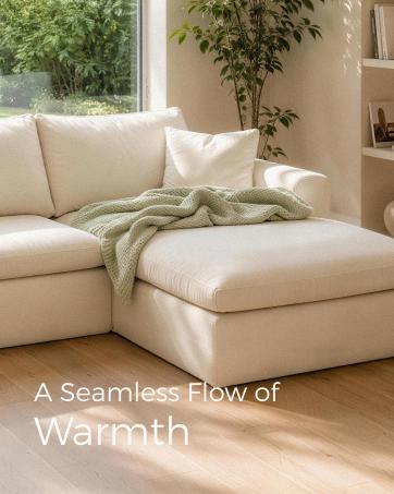 Beige 107in U-Shaped Modular Sectional Couch - 3-Seater Boneless Floor Sofa, The Cloud Couch, Cloud Sectional, Deep Seat Corduroy Sofas Living Room, Hidden Storage, Movable Ottomans, High Back Support, No Assembly, 2-Pack Ship, Curved Indoor Furniture