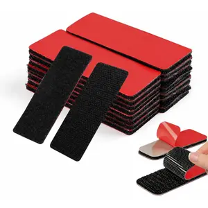 20 Set Heavy Duty Hook and Loop Strips Heavy Duty, 1.2 x 3.2 Inch Black, Strips with Adhesive, Heat Resistant for Indoor Outdoor Use  Walls,  Outdoor Indoor