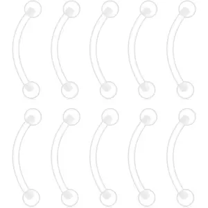 10-40PCS Clear Bioflex Acrylic Curved Barbell Snake Eyes Tongue Ring Retainer Piercing 14G