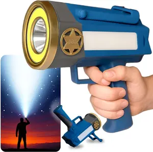 Mega-Bright Rechargeable Spotlight, AS SEEN ON TV, Tactical & Emergency Flashlight, 10 Modes, Turbo Boost Up to 100%, Built-in Kickstand & Phone Charger, for Camping, Emergencies, Walking