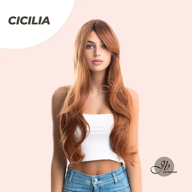 JBEXTENSION 26 Inches Curly Copper Fashion Wig With Bangs CICILIA