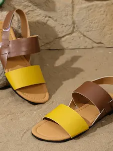 Summer New Colorblock Square Toe Sandals, Women's Back Strap Flat Roman Shoes, Vintage Casual Beach Shoes, Comfortable and Stylish Footwear