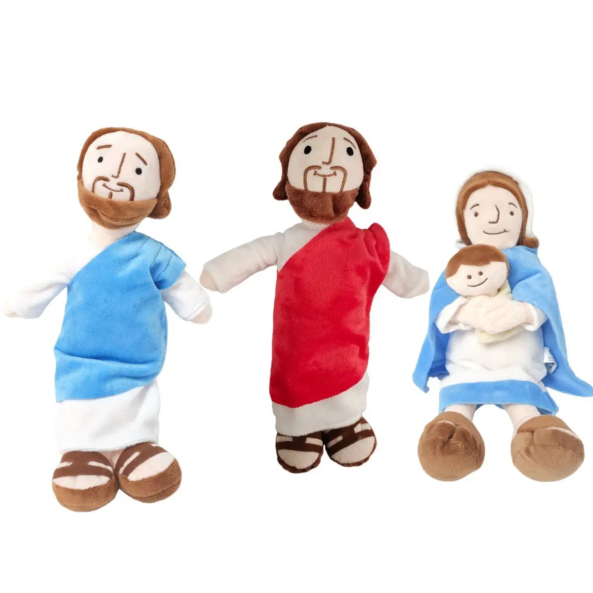 Jesus Plush Toy Virgin Mary Soft Doll TravelerCrutch Style Donkey Stuffed Christ ReligiousSavior with Smile Believer Fans Gift