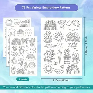 Water Soluble Hand Sewing Stabilizers Embroidery Stick and Stitch Embroidery Paper Wash Away Stabilizers，for Embroidery Stabilizers Flower Patterns，for Hand Sewing Lover Beginners.letter&Flower