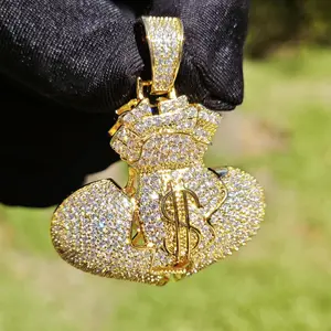 Hip Hop Dollar Broken Heart Pendant | Iced Out Street Necklace | Trendy Men's Bling Jewelry