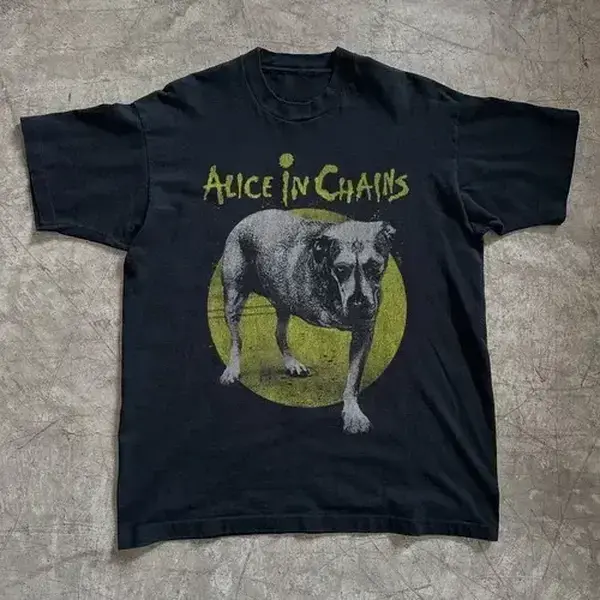 Hot Alice in Chains Tripod Dog Unisex Cotton Black T-shirt