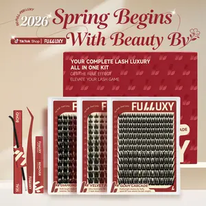 Fulluxy Devil Lash Trio | 3 Dense Volume Styles | Fluffy, Long-Lasting & Easy DIY | Complete Set with Glue Remover & Tweezer for Beginners | One Layer = Bold, Luxe Volume