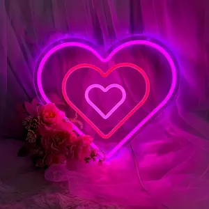 Pink Heart-Shaped Neon Atmosphere Light | Acrylic Wall Hanging, USB Powered, Ideal for Teen Rooms, Wedding Parties, Birthdays, and Valentine'S Gifts