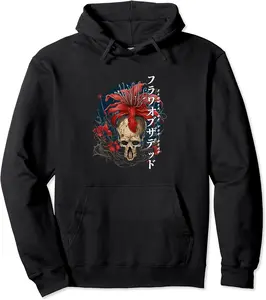 Anime Aesthetic Flower Skull Japanese Red Spider Lily Pullover Hoodie - Elizabethmc Shop 97B0C69X5F47