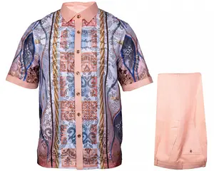 Prestige Linen Shirt/Pants Set # LUX660 Peach