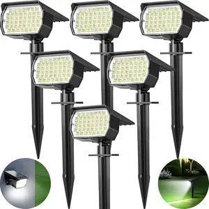 Solar Spot Lights Outdoor 6 Pack, [46 LED/3 Modes] Solar Landscape Spotlights Waterproof, 2-in-1 Auto On/Off Solar Powered Lights for Outside Yard Garden Wall Pathway