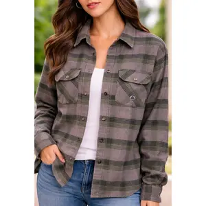 First Down USA Mens XL Plaid Flannel Shirt Gray Green Outdoor Hiking Button Up