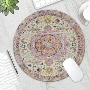 Vintage Persian Rug Pattern Design Round Gaming Mouse Pad, Stylish Desktop Protector with Non-Slip Rubber Edges, Waterproof Small Size for Laptops and Desktops, Ideal Gift for Kids and Gamers