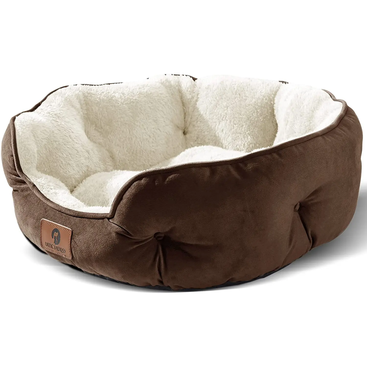 Asvin Small Dog Bed for Small Dogs, Cat Beds for Indoor Cats, Pet Bed for Puppy and Kitty, Extra Soft & Machine Washable with Anti-Slip & Water-Resistant Oxford Bottom, Brown, 20 Inches Asvin
