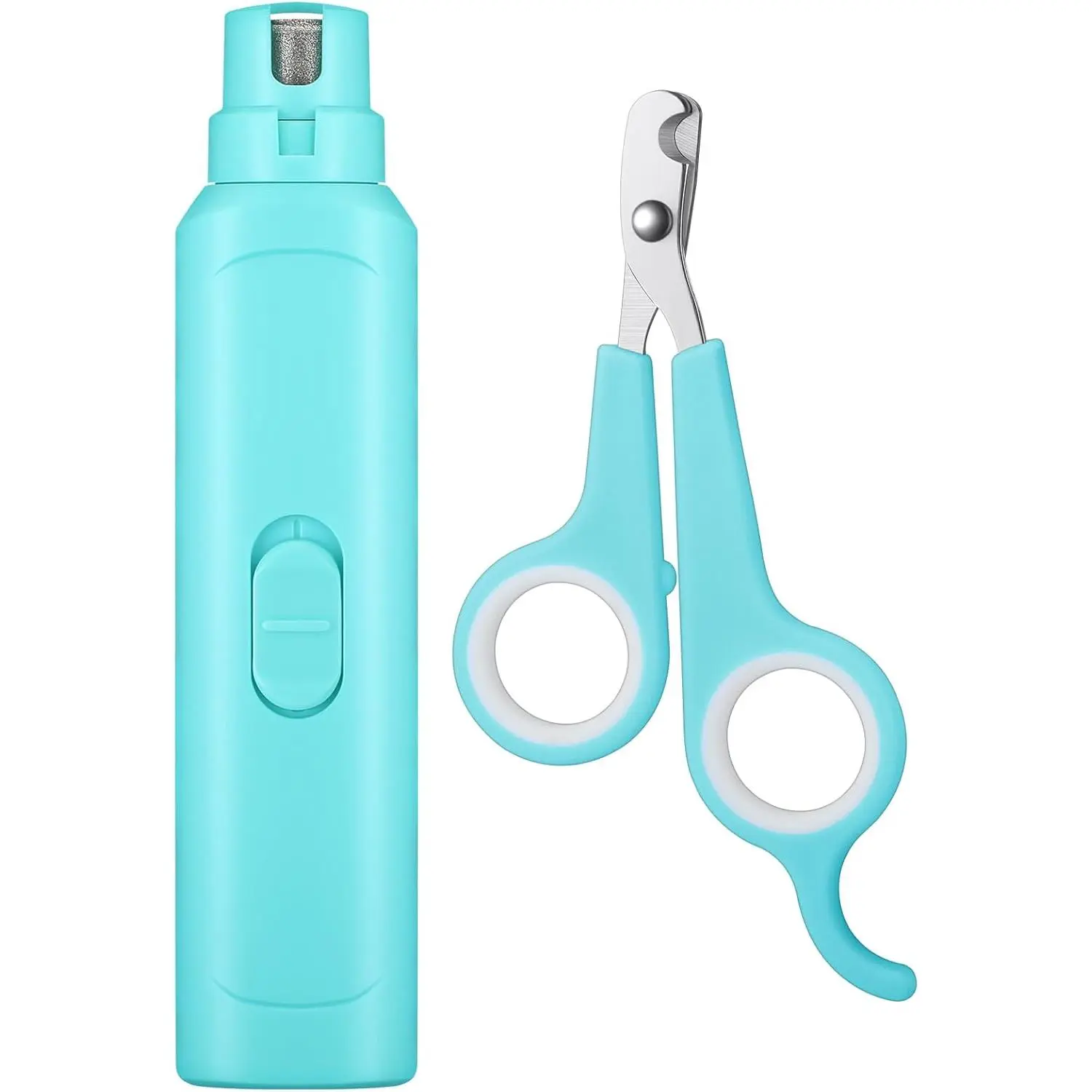 Compact Bird Nail Grinder with Clipper, Pet Grooming Nail Trimmer File for Parrots, Budgerigars, Parakeets (Cyan Blue)