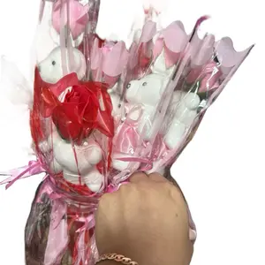 Mother's Day Rose with Bear Gift Bow and Pink Zebra Home Fragrance Duo for Special Occasions