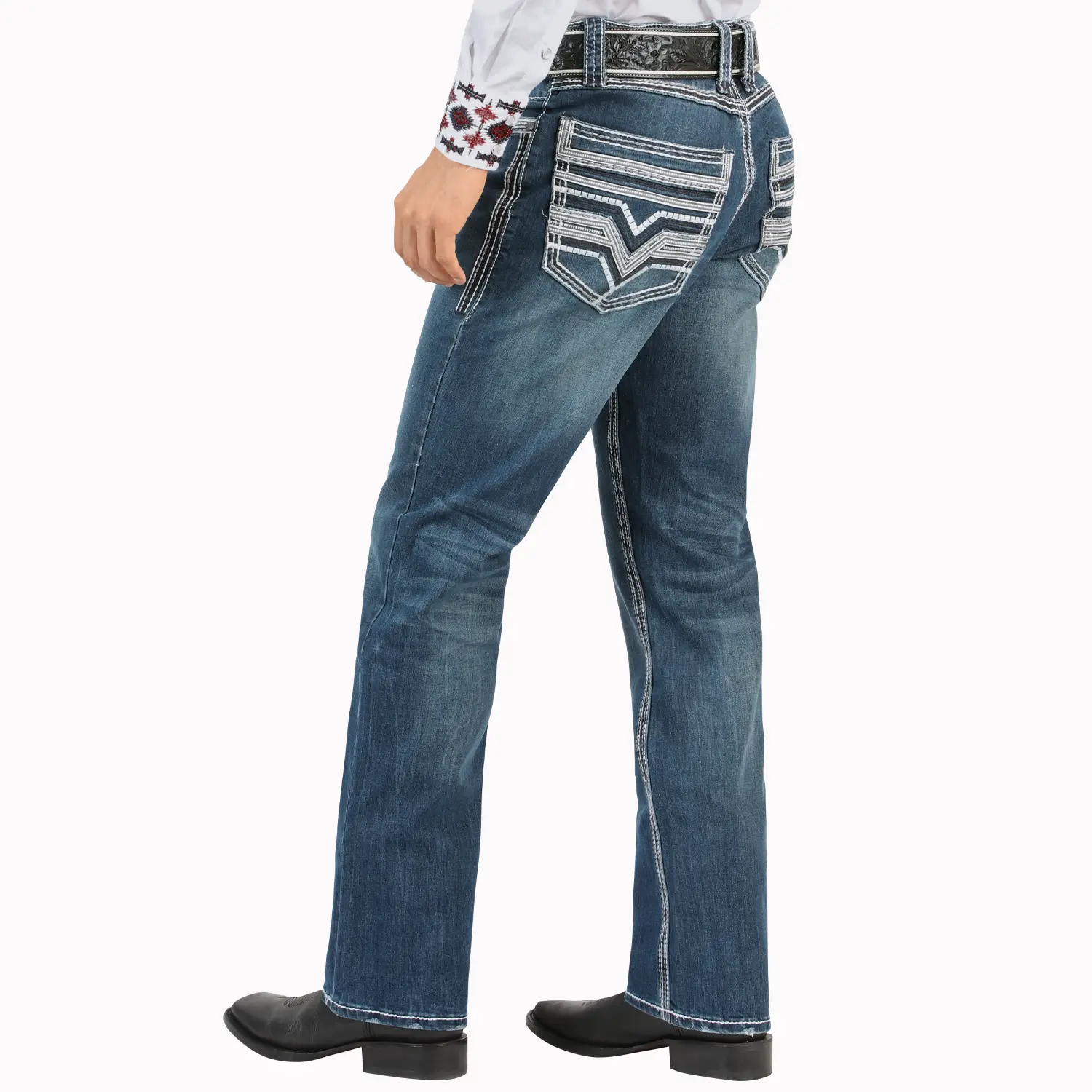 LAMASINI JEANS Cowboy HEAVY Denim Jeans LM26502 Med. Blue Color