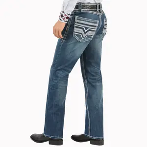 LAMASINI JEANS Cowboy HEAVY Denim Jeans LM26502 Med. Blue Color