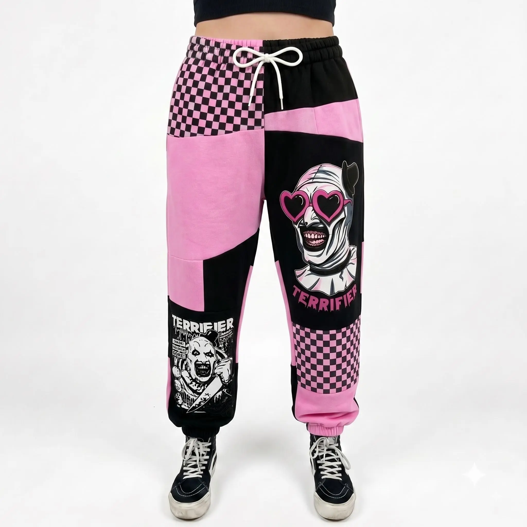 Pink Terrifier Art The Clown Halloween Sweatpants Spooky Streetwear Pants Fall Winter Pants For Men Unisex Jogger Pants Gift For Her