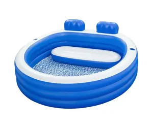 Splash Paradise Family Pool 7'7" x 7'2" x 31" - Inflatable, Blue & White, Bestway, 225 Gallon Capacity, Outdoor & Backyard, Bench Seat, Built-In Cupholders, Suitable For Children Ages 6+
