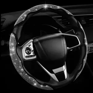 Diamond Bling Car Steering Wheel Cover with Crystal Rhinestones 3PCS Segmented Protector Universal Fit for 99% Cars Women's Christmas Holiday Gift decorative gift set