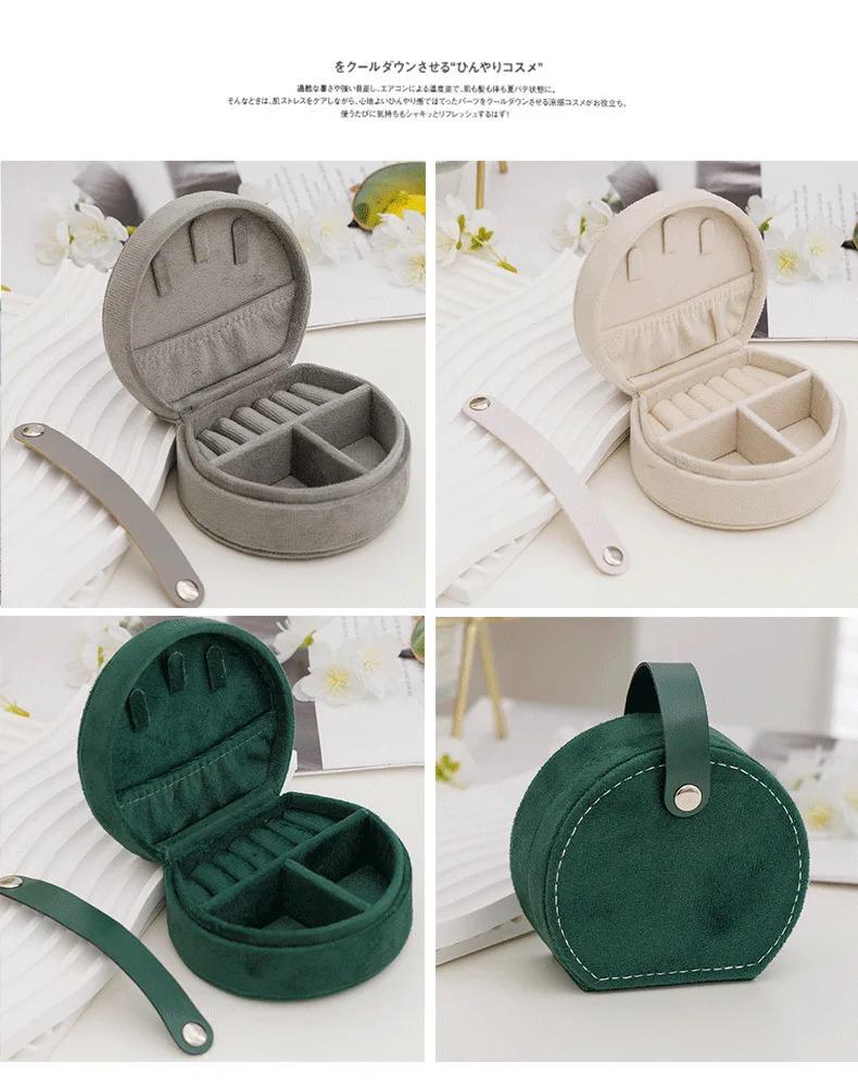 Portable jewelry box, flannel, mini portable cute box, necklace, rings, earrings, earrings, studs, jewelry, jewelry storage box