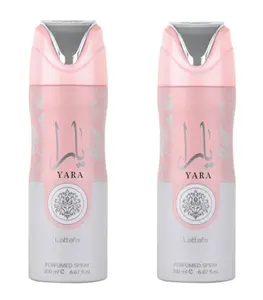 Lattafa Yara Deodorant Long Lasting Perfumed Body Spray 200 ML - Pack of 2 Body Care Fragrance Gentle Cosmetic
