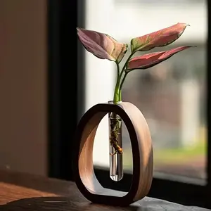 Wooden Hollow Out Design Vase, Flower Arrangement Vase, Modern Flower Pot Holder, Home Decor Supplies for Living Room Bedroom Dining Room, Ornaments