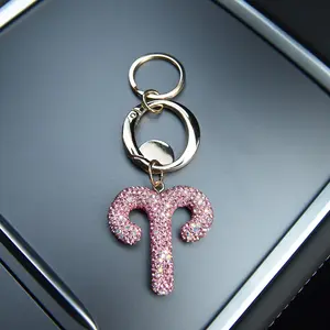 Elegant Bling Trendy Cute Keychain for Bags with Rhinestone Letter Pendant, Zodiac Sign Lucky Charm Accessory, Perfect Gift for Women & Girls