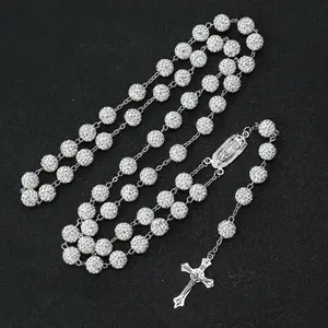 Vintage Rhinestone Silver Rosary Necklace Vintage Rhinestone Silver Rosary Necklace