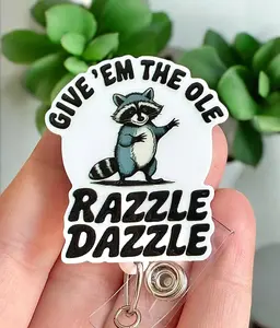 Funny Raccoon badge reel - Sarcastic Feral badge reel - Pink raccoon badge reel - Badge clip - Funny gift for coworker