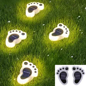 Led Footprint Solar Lights,Waterproof Outdoor Gardent Lights, Lawn Landscape Path Lights(4-Pack) Garden