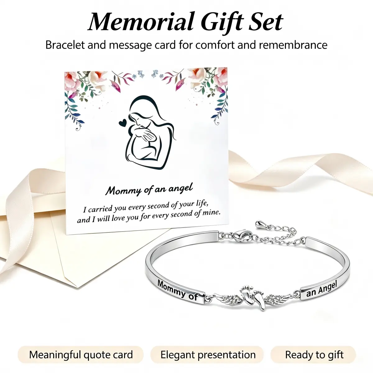 Angel Wing Metal Arm Cuff for Women, Engraved Commemorative Memorial Jewelry, Sympathy Gift for Miscarriage & Infant Loss Bracelet With Pendant Bracelet Bangle