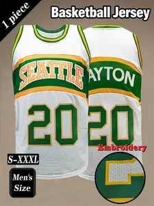 Men's #20 Retro Basketball jersey, Vintage Basketball Jersey, Classic Seattle Embroidered Sportswear, Loose Breathable and Comfortable Sleeveless Tank Top, Unisex Suitable for Daily Outdoor Activities, Competitions, Training, Running and Exercise