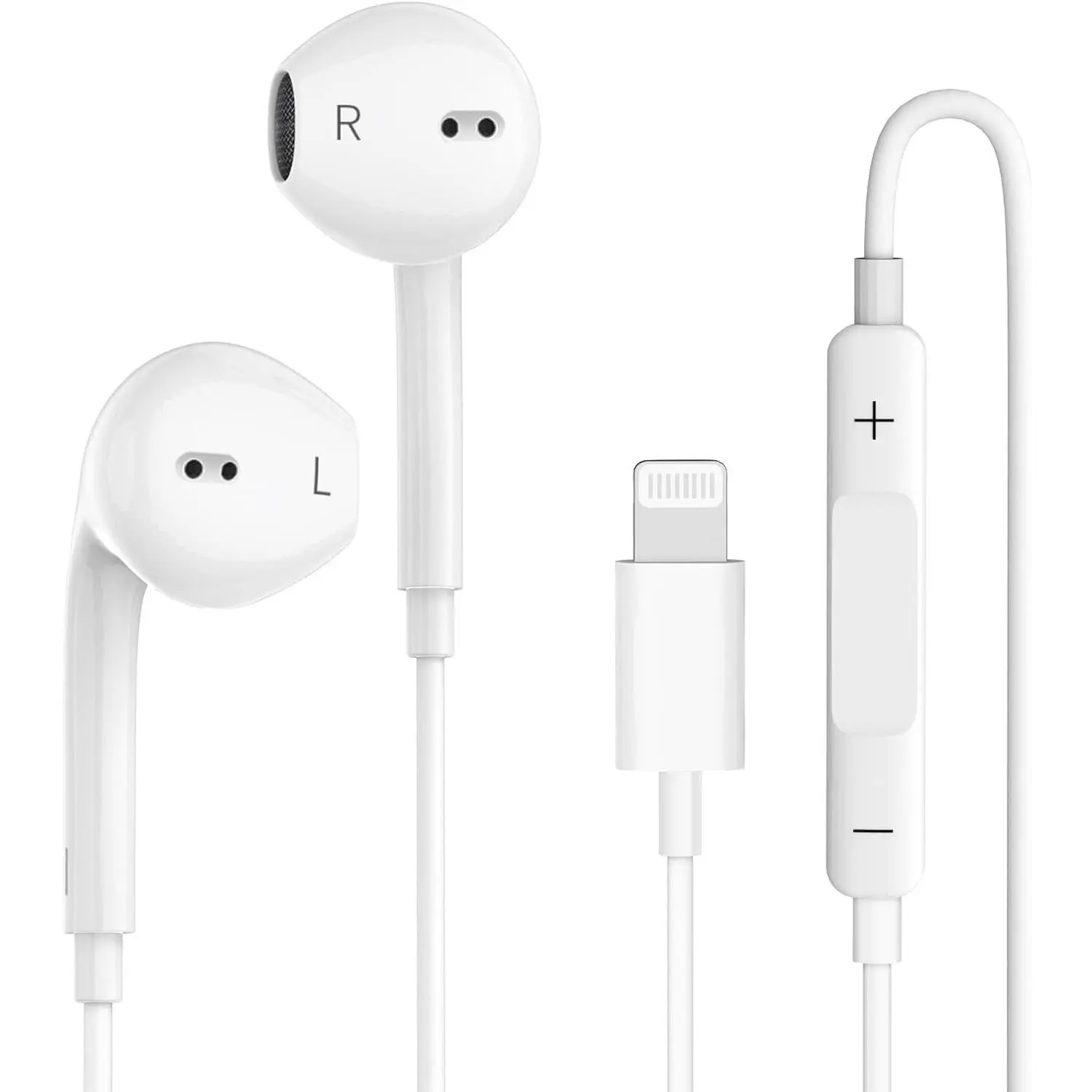 Lightning Earbuds for iPhone, Wired Headphones with HD Sound, Built-in Mic & Noise Isolation, Plug and Play Earphones for Music, Calling and Gaming, Compatible with iPhone 14/13/12/11/XR/XS/X/8/SE, White