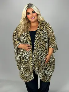 55 OT {Leopard Attack} Leopard Print Kimono EXTENDED PLUS SIZE 3X 4X 5X