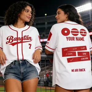 [Baseball Jersey] Custom Bangtan Members Baseball Jersey, Arirang World Tour 2026 Merch Shirt, Kpop Gift for Army, Baseball Jersey Gift Fans, Custom Kpop Jersey