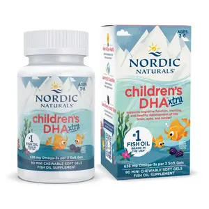 Nordic Naturals Children's DHA Xtra - Concentrated Omega-3, DHA, 90 Ct Omega-3s, Berry Punch Taste, Non-GMO, Gluten & Dairy Free
