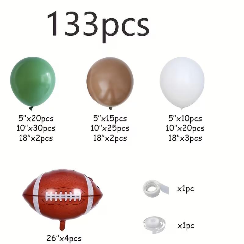 133Pcs Football Balloon Garland Arch Kit – Sage Green & Coffee Brown Latex Balloons with Soccer Foil Balloons, Touchdown Football Theme Party Decorations for Sports Birthday, Game Day & Party Supplies**