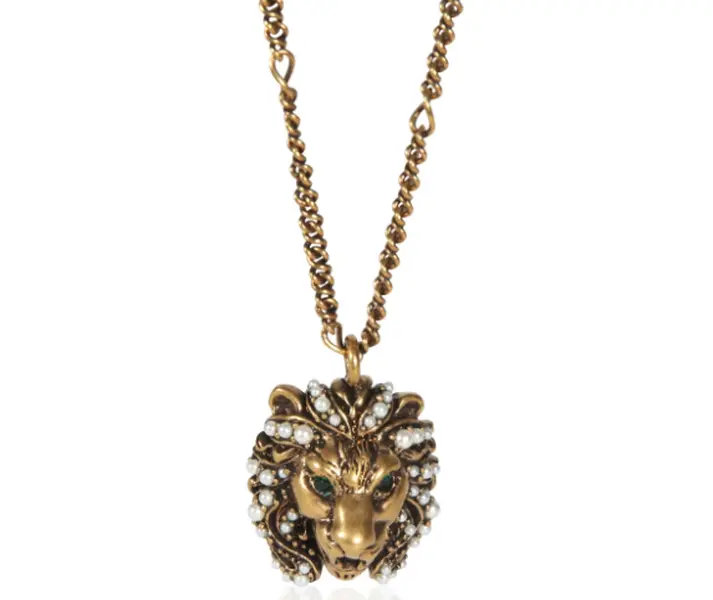 Pre-owned Gucci Gold Plated Lion Head Pendant