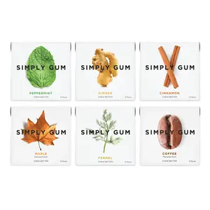 Simply Gum - 6 Packs - Natural, Plastic-Free, Organic Sweetened Chewing Gum for Every Taste Chewy Soft Bites Spearmint and other Flavors