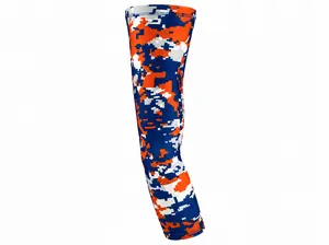 Orange Blue Digital Camo Compression Arm Sleeve - Youth & Adult Sizes, UV Protection, for Sports, Gym Use
