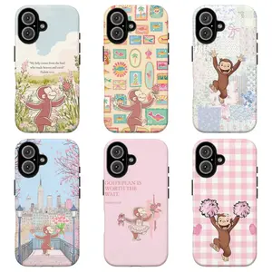 FL-Curious Georgeee Christian Bible Verse Phone Case,Cute Cartoon Monkey Phone Case,Coquette Floral Monkey Protective Cover for Religious & Cottagecore Fans For iPhone 11 12 13 14 15 16 17 Air Pro Max for Samsung S26 S25 S24 S23 S22 S21 Case