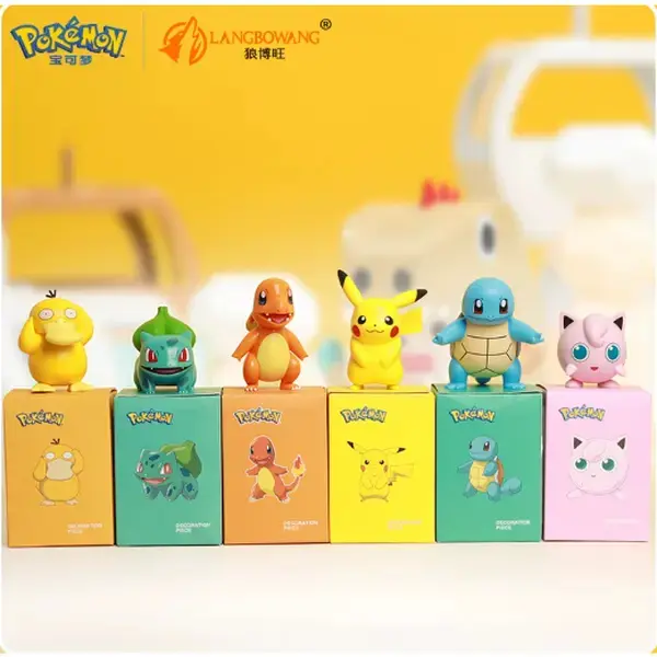Pokemon Cute Character Figurine Set Mini Statue Decor Toy Pikachu Bulbasaur Charmander Squirtle Psyduck Collectible Gift