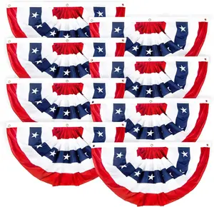 American Pleated Fan Flag – Patriotic Half Fan Bunting, 4th of July Memorial Day Decorations for 250th Anniversary